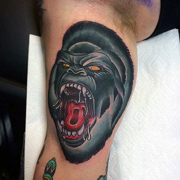 Bicep Angry Black Gorilla Mens Tattoos