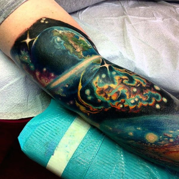 Bicep Arm Stars In The Sky Tattoo For Men