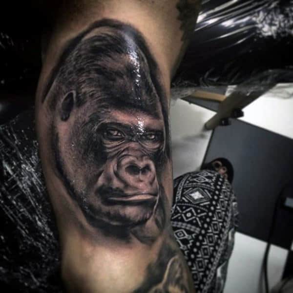 Bicep Black Gorilla Mens Tattoo Designs