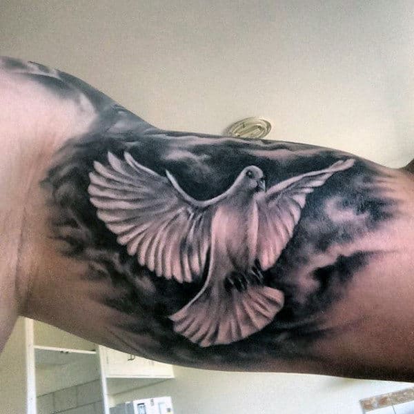 Bicep Dove Bird Tattoos For Men