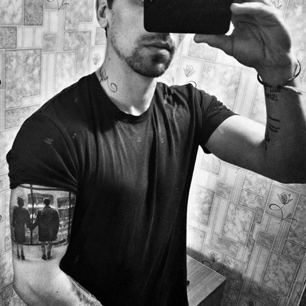 Bicep Fight Club Quarter Sleeve Guys Window Tattoo Designs
