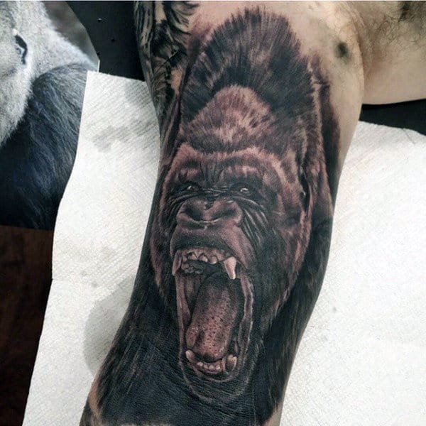 Bicep Gorilla Mens Tattoo With Teeth