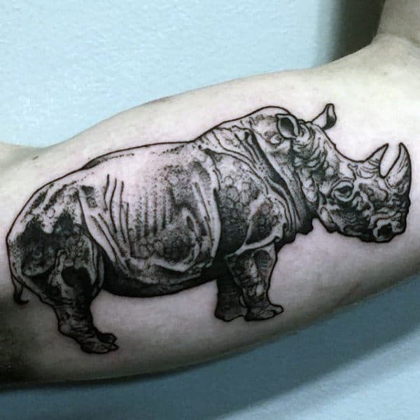 Bicep Guys Dotwork Rhino Tattoo Design Ideas