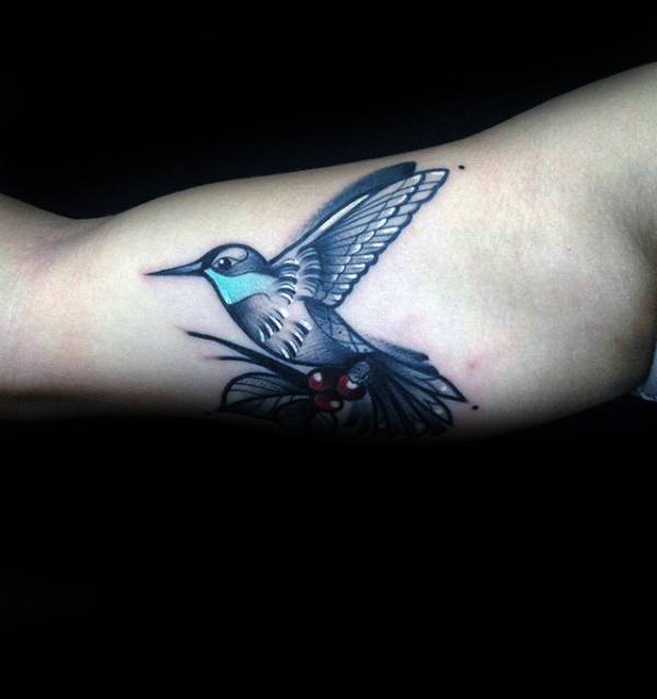 Bicep Guys Hummingbird Tattoo Design Ideas