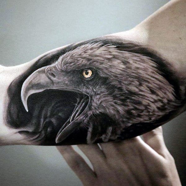 Bicep Guys Realistic Cawing Eagle Tattoo