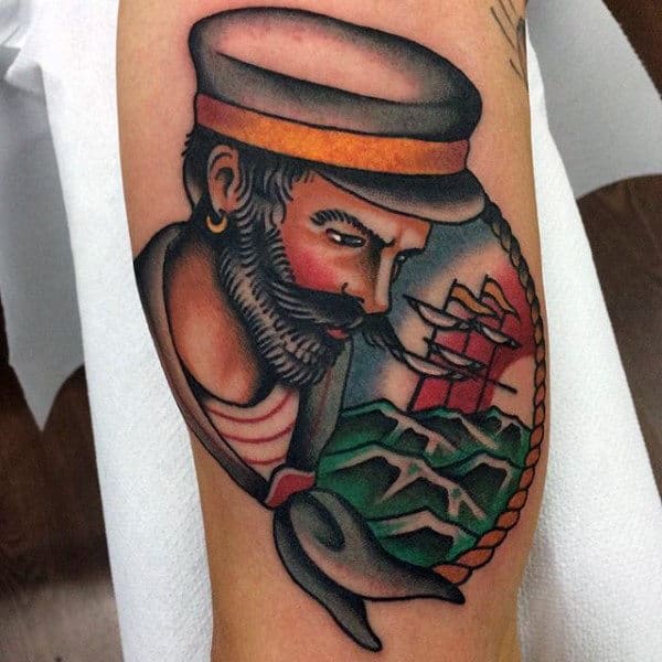 Bicep Male Sailor Inspired Tattoos