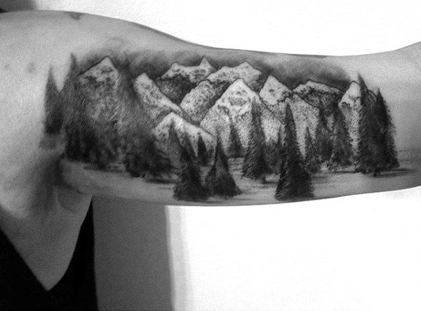 Bicep Men's Japanese Mountain Tattoo