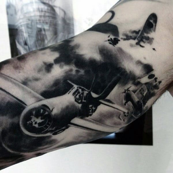 Bicep Men's Military Fighter Jet Air Tattoos