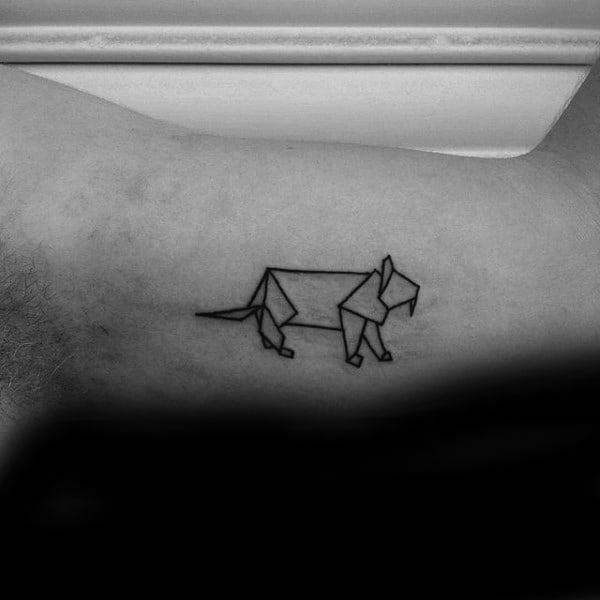 Bicep Mens Small Black Ink Outline Animal Origami Tattoo Inspiration