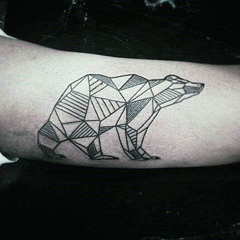 Bicep Mens Tattoo Line Work Of Bear