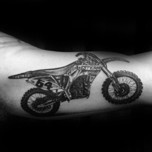 Bicep Motocross Shaded Tattoo Ideas