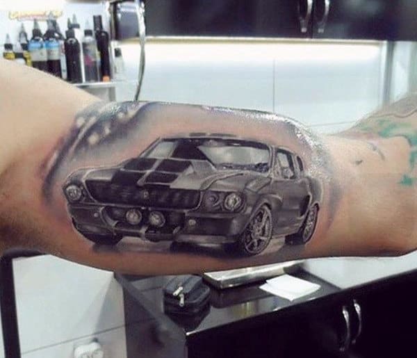 Bicep Mustang Male Tattoos