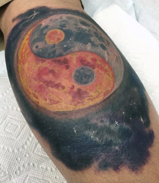 Bicep Sun Moon Yin Yang Tattoo Designs For Men