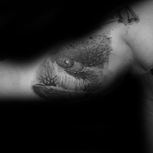 Bicep Waterfall Eye Tattoos For Men