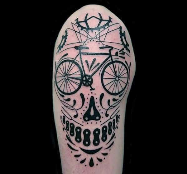 Bicycle Skull Tattoo On Arms Men