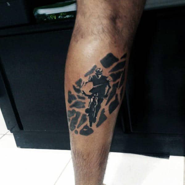 Bicycle Tattoo On Legs For Men