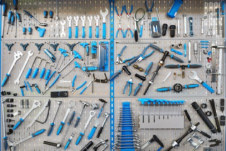 bicycle workshop garage pegboard