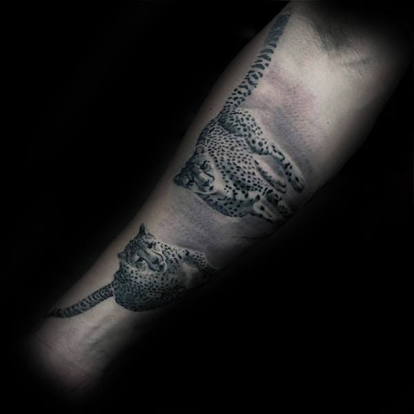 Big Cat Leopard Mens Forearm Realistic Tattoo Designs