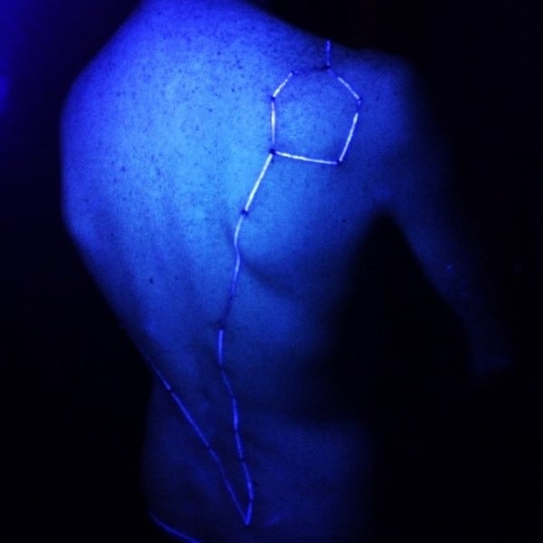 Big Dipper Glow In The Dark Star Tattoo On Back Of Man