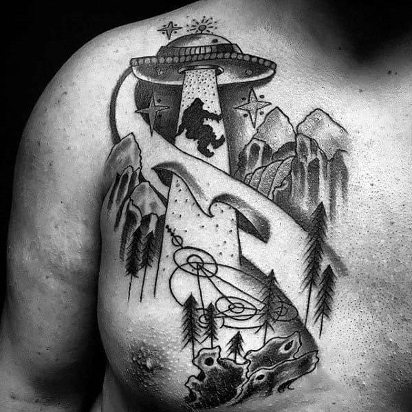 Bigfoot Tattoos Men On Chest