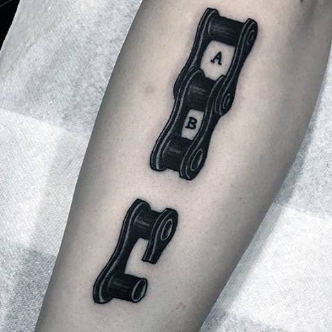 Bike Chain Mens Cool Simple Forearm Tattoo Ideas
