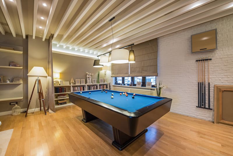 interior of a luxury living room with billiard table