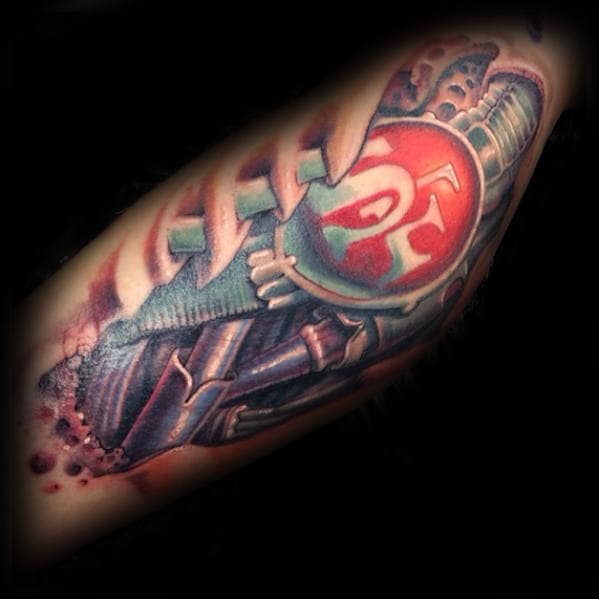 Bio Mechanical Mens Gear San Francisco 49ers Logo Forearm Tattoo