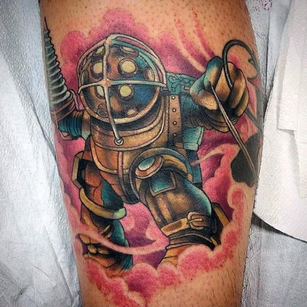 Bioshock Clouds Mens Leg Tattoos