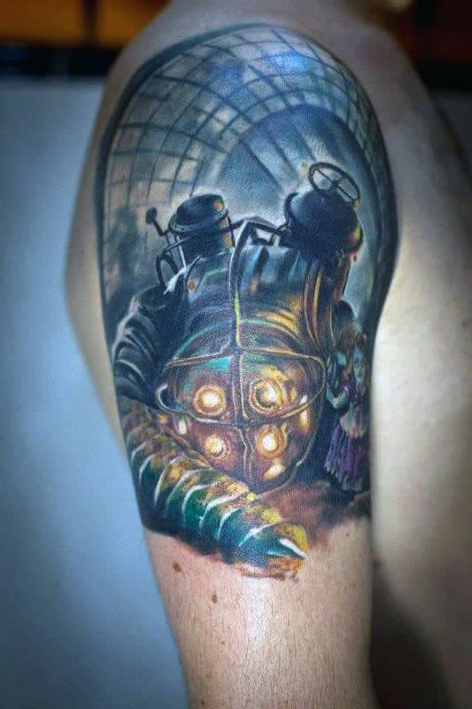 Bioshock Mens Quater Sleeve Tattoos