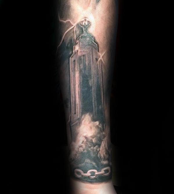 Bioshock Tower And Chains Forearm Tattoo