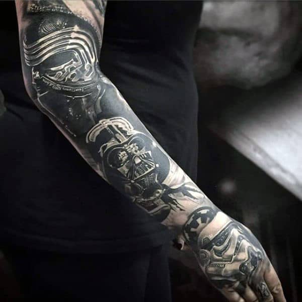Black And Grey Darth Vader Male Full Sleeves
