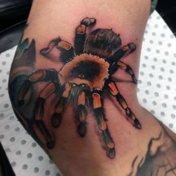 Black And Orange Unique Tarantula Tattoos For Guys