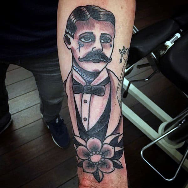 Black And White Barber Mens Tattoo On Wrist