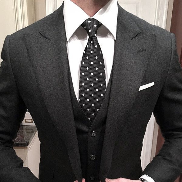 Black And White Dot Tie Superb Male Black Suit Style Design Ideas