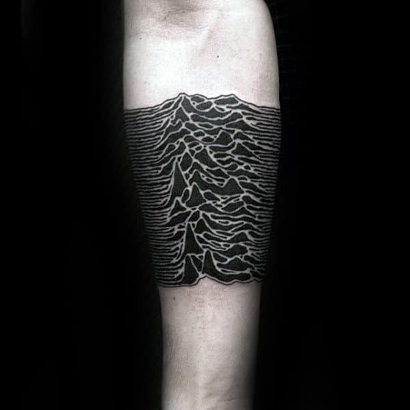 Black And White Ink Lines Soundwaves Awesome Inner Arm Tattoos For Men