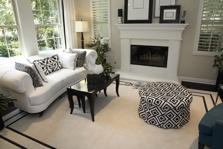 white fireplace in living room