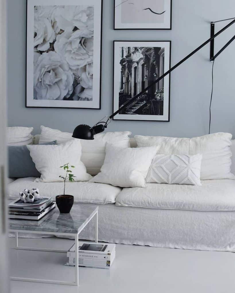 black and white photo wall art living room 