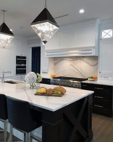 black and white two color kitchen unique chandelier