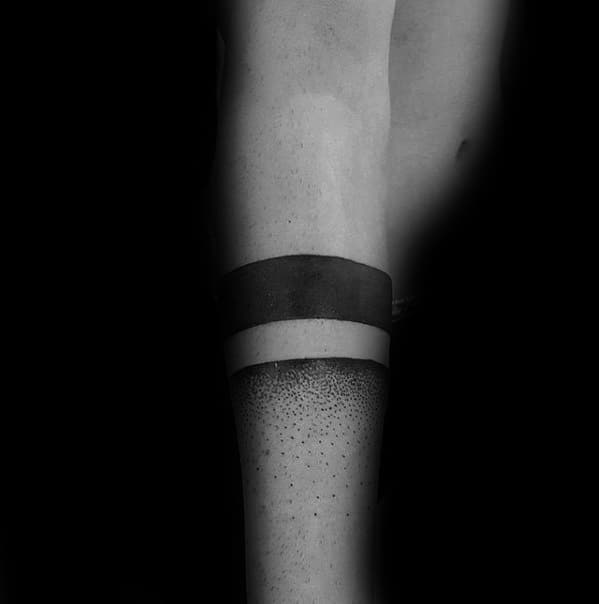 Black Band With Dotwork Design Male Forearm Tattoos