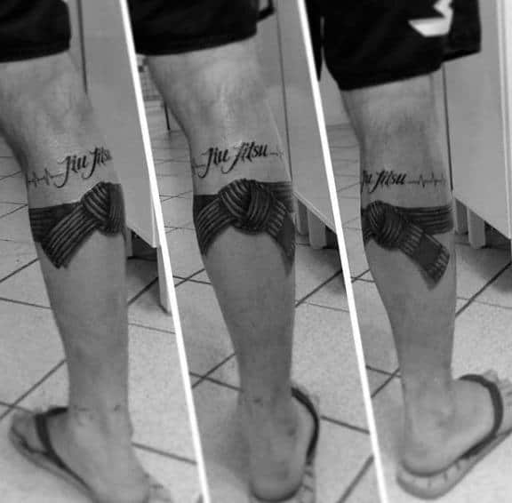 Black Belt Jiu Jitsu Guys Leg Calf Tattoo Ideas