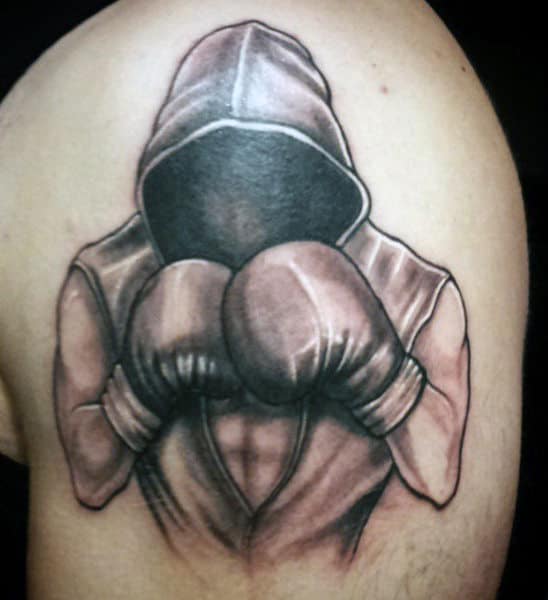 Black Boxing Ring Tattoos For Men