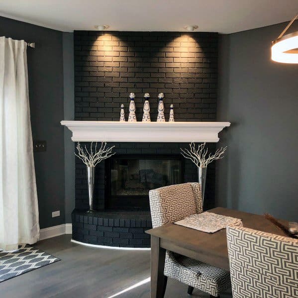 Black Corner Painted Fireplace Ideas