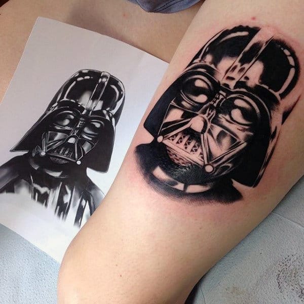 Black Darth Vader Tattoo Male Forearms