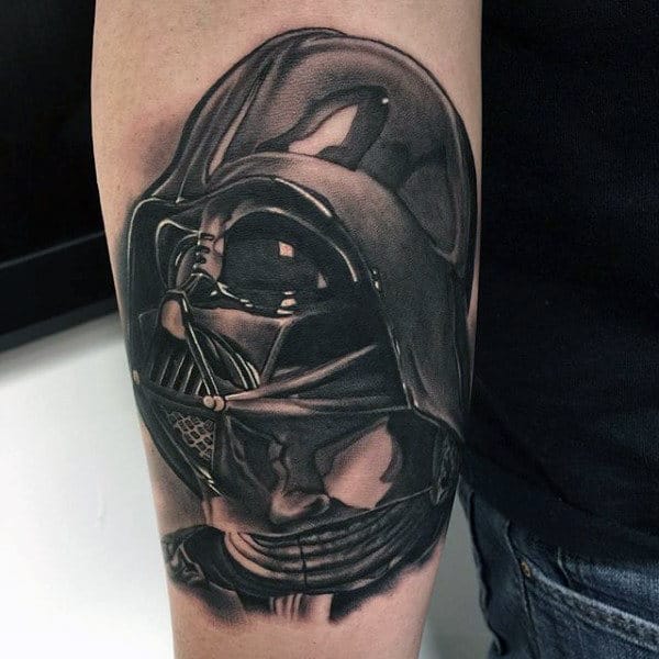 Black Darth Vader Tattoo Male Hands