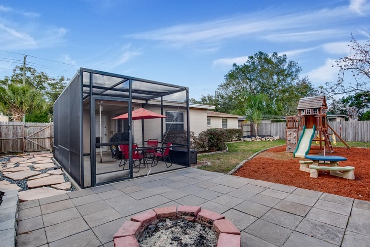screened porch with outdoor deck