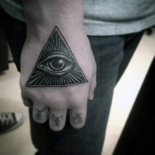 Black Grey Illuminati Tattoo Male Hands
