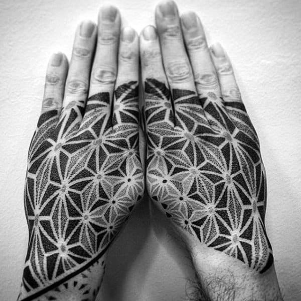 Black Grey Pattern Tattoo Male Hands