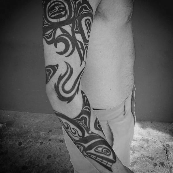 Black Haida Tattoo Mens Full Sleeves