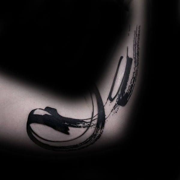 Black Ink Arm Brush Stroke Abstract Tattoos For Males