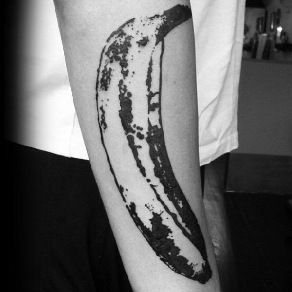 Black Ink Banana Pop Art Forearm Tattoo